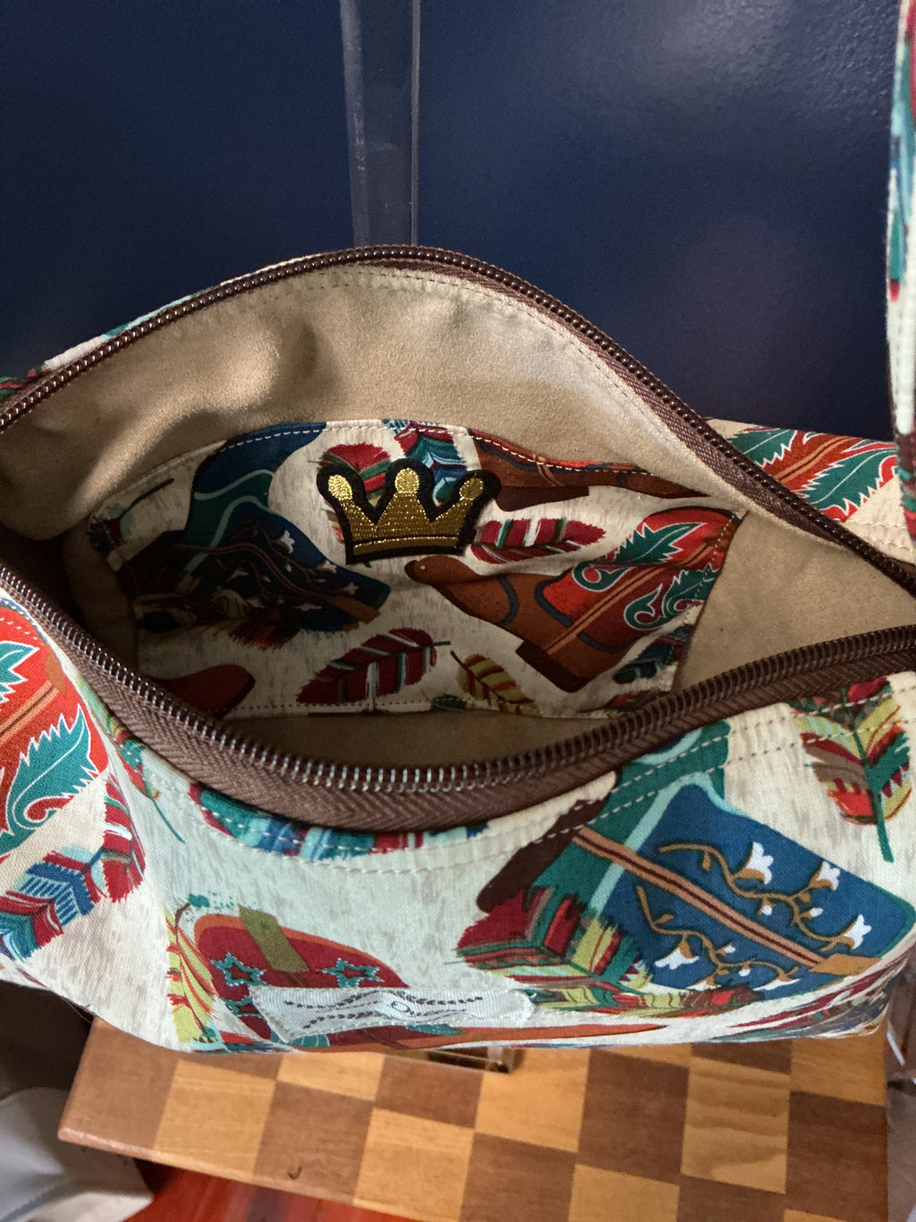 Western Feather Print Crossbody Bag