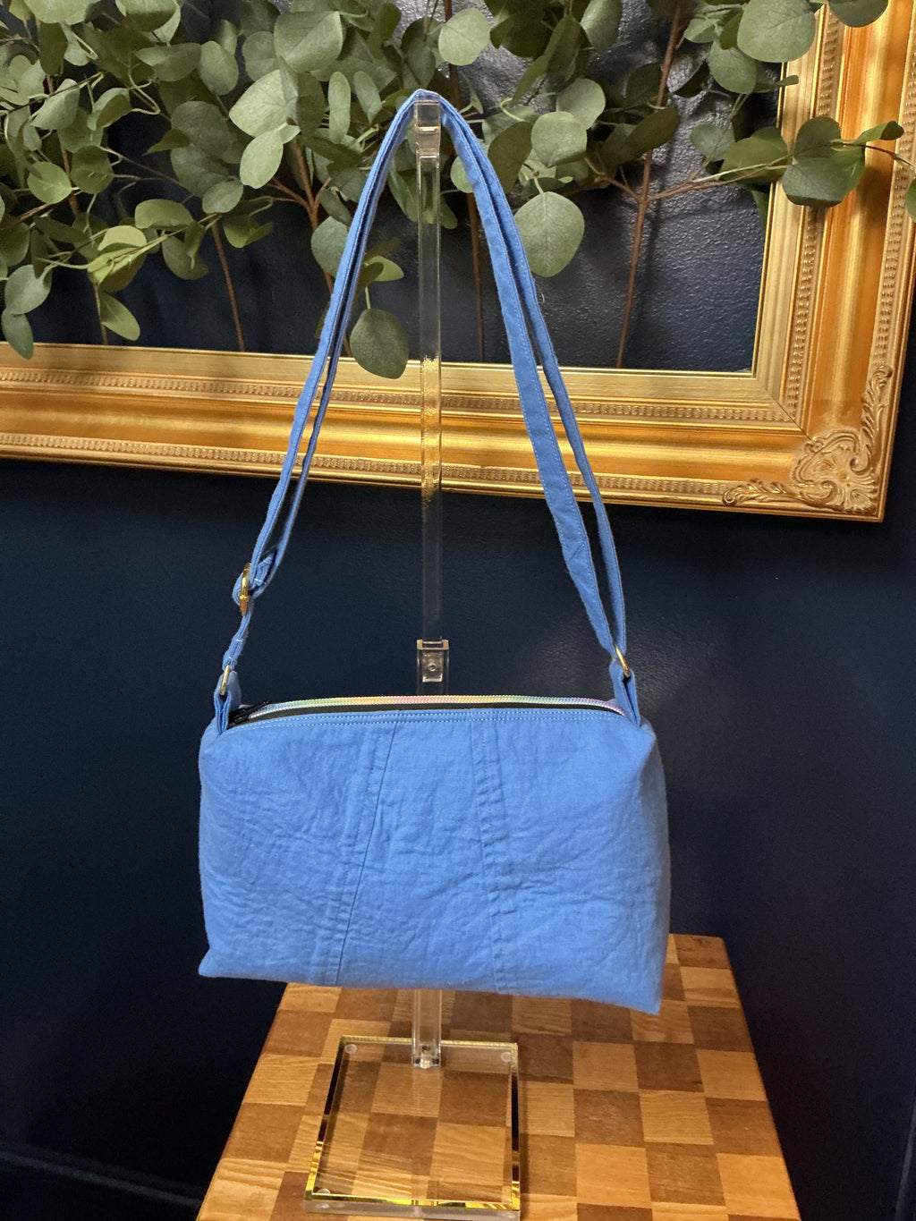 Blue on Blue Upcycled Crossbody Bag — One of a Kind