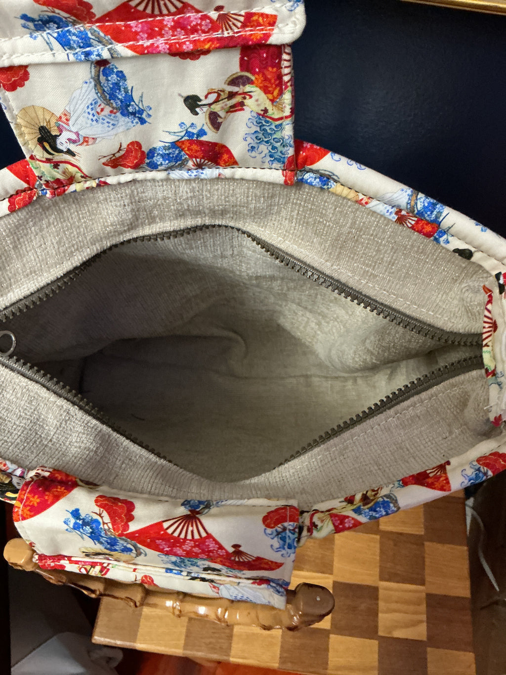 Basket Weave Tote with Bamboo Handles