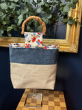 Basket Weave Tote with Bamboo Handles