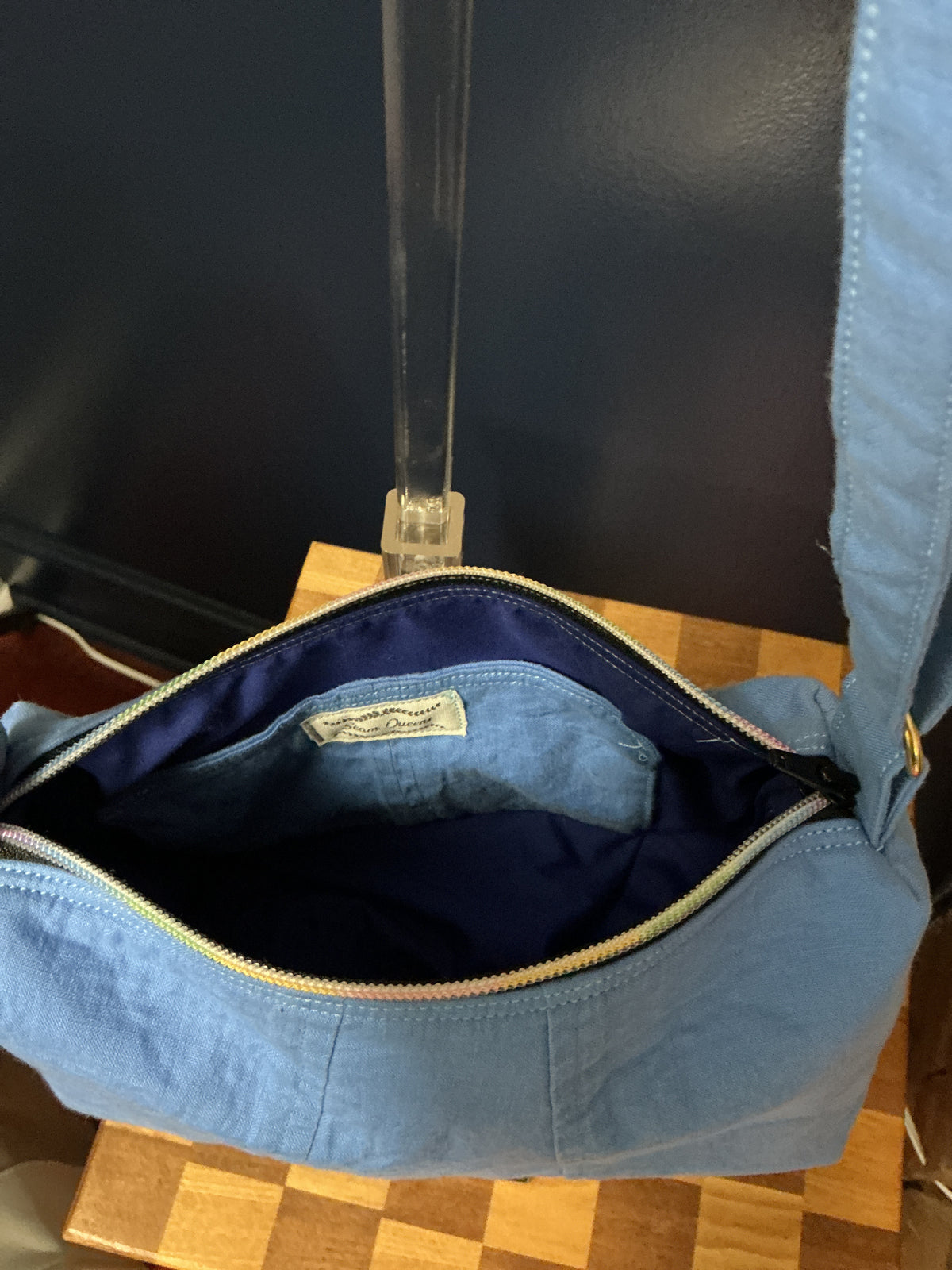 Blue on Blue Upcycled Crossbody Bag — One of a Kind
