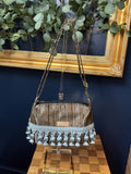 Metallic Striped Tasseled Upcycled Crossbody Bag — One of a Kind
