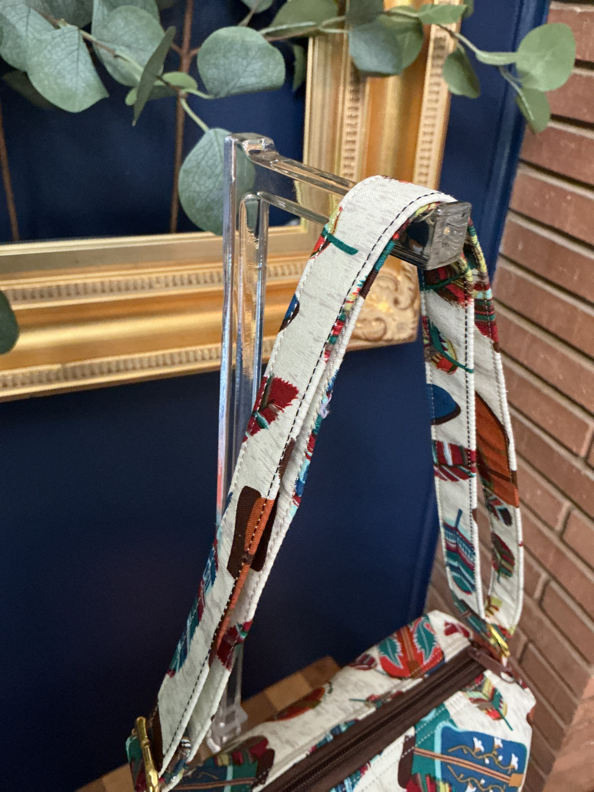 Western Feather Print Crossbody Bag