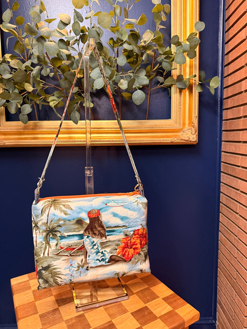 Vintage Hawaiian crossbody bag front view