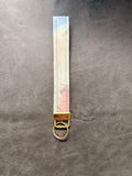 Keychain wristlet in pastel watercolor floral fabric with gold hardware