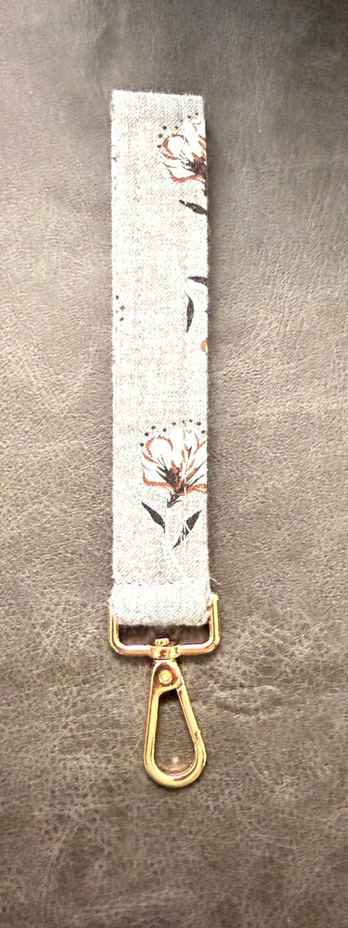 Wristlet — Rust Floral on Gray