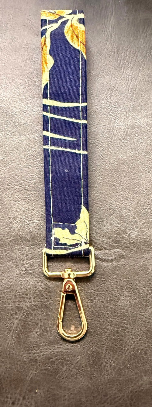 Wristlet — Navy & Gold Bloom